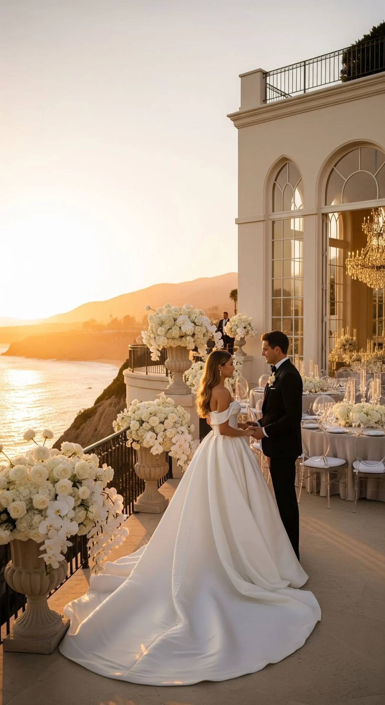 Villa avec vue sur la mer au coucher du soleil